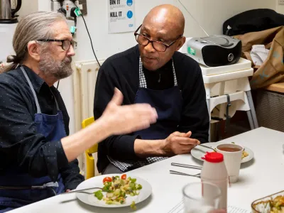 Two older men at Men's Cooking group