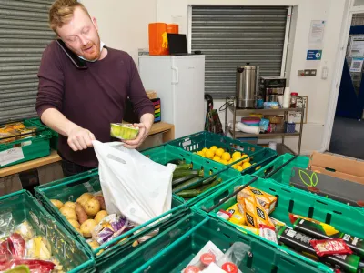 Food bag packing at Abbey's Community Fridge